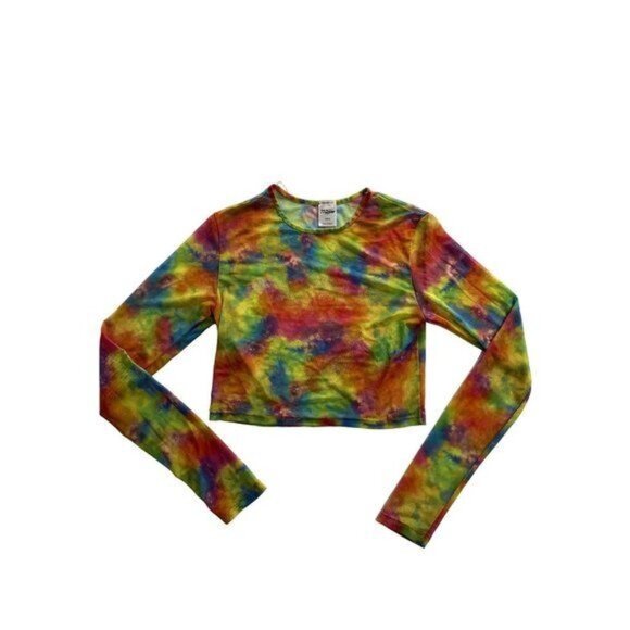 Jaded London Beach Mesh Crop Top in Tie Dye - Picture 1 of 4